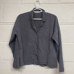 Everlane 100% Silk Women's Gray Button-Up Top